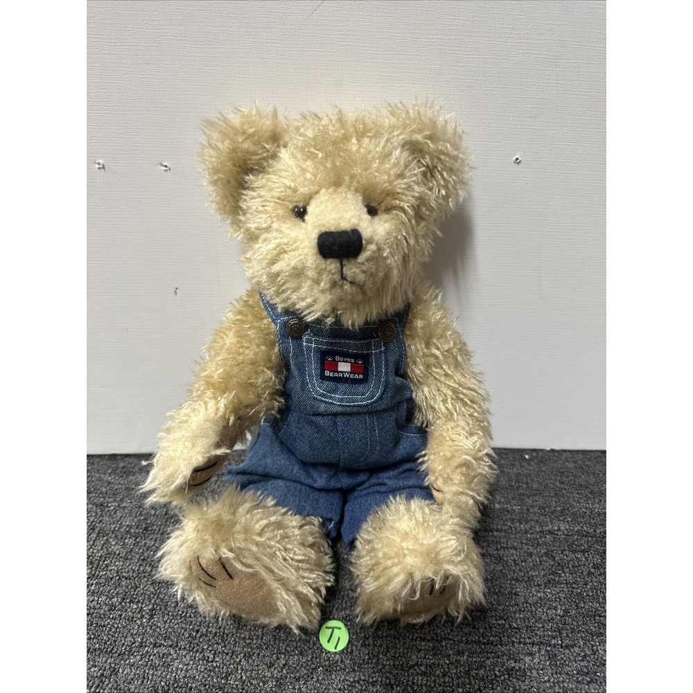Boyds Bears Billy Bob Bruin with Frog Denim Overalls - Picture 1 of 5